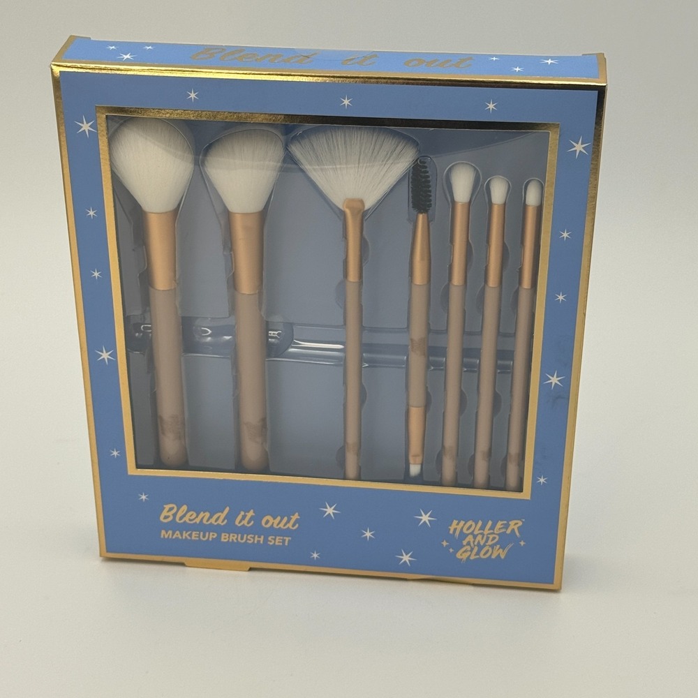 Holler and‎ Glow Makeup Brush Set 7pc Cylinder Gift Set Soft Blend Kit NEW